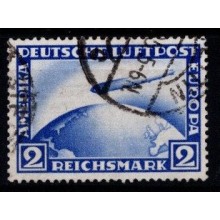 Zeppelin Luftpost - 2 Mark blå - AFA 422 - Stemplet.